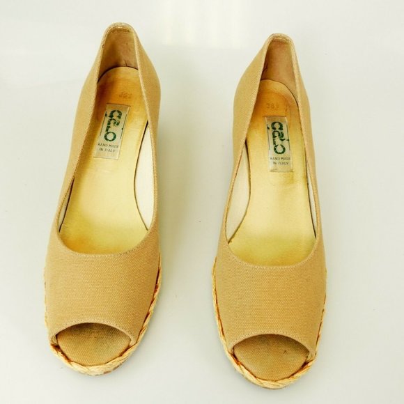 Beige Wedge 8 38.5 Womens Shoes Sandals Casual Slip On Heels Beige Mules‎ Calo - Picture 4 of 12